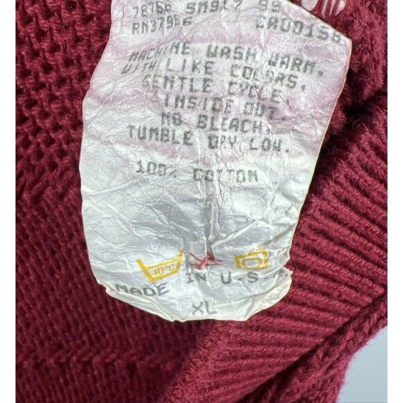 Vintage Jantzen Sweater Vest Mens Large Knit Diamond Solid Red Button Up Grandpa - Picture 5 of 6